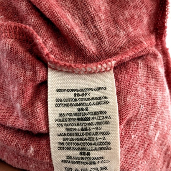 Free People Blouse Peplum Red Lace Trim XS (C32) - Picture 2 of 7